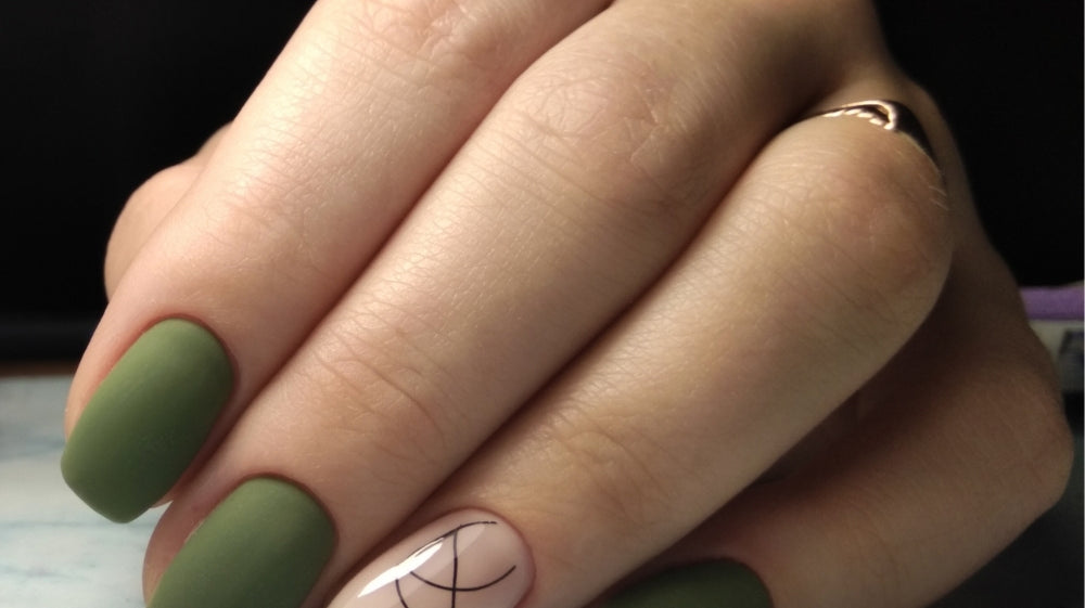 Medium Square Green Acrylic Nails