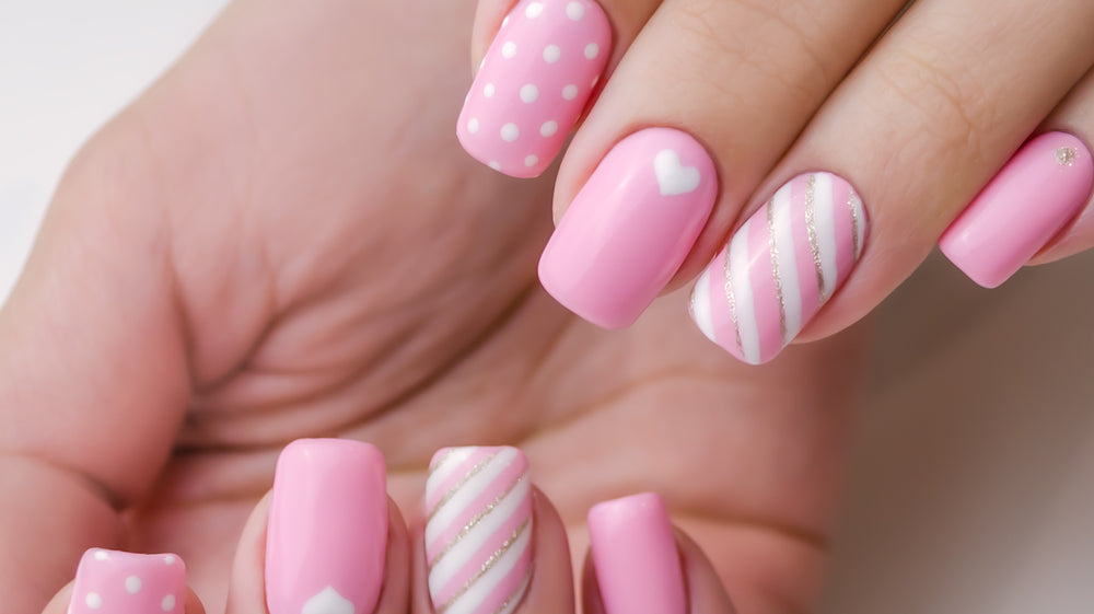 Cute Pink Medium Square Manicure Nail Art