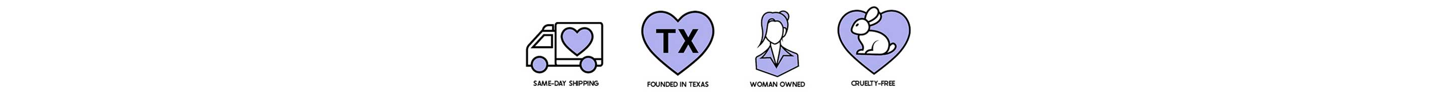 founded in texas, woman owned, cruelty free