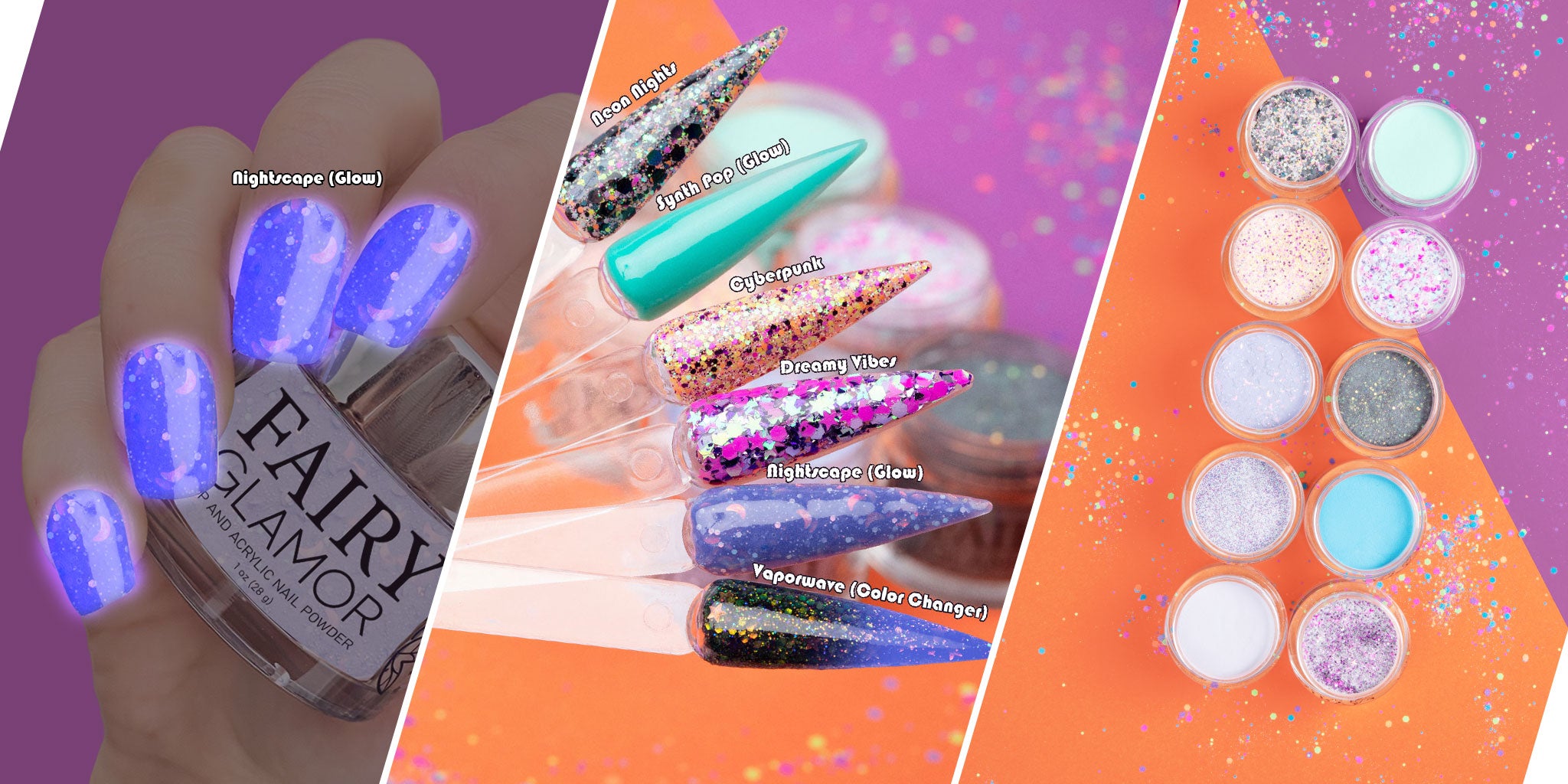 cyberpunk dip nail powder colors neon nights color changing nail polish