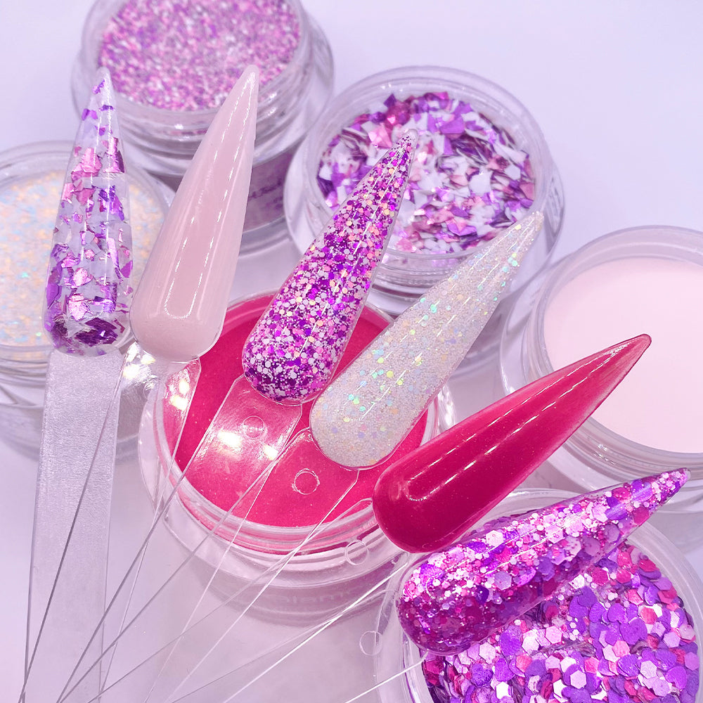 Valentines dip nail powder colors