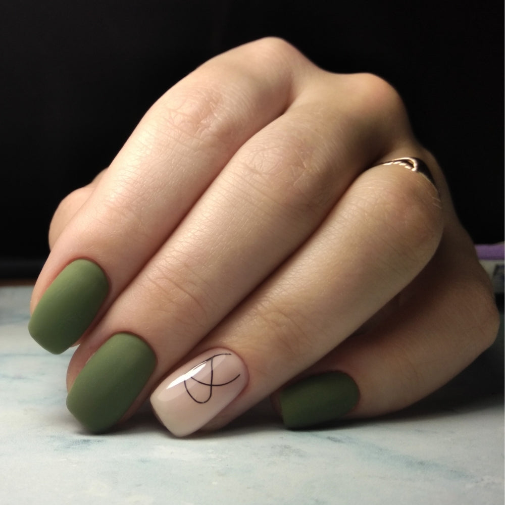Medium Square Green Acrylic Nails