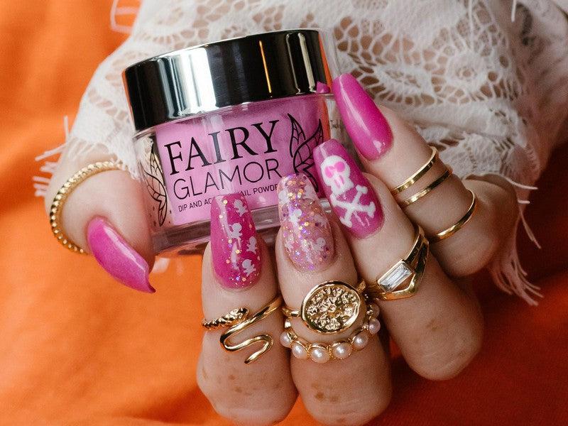 Pink-Glow in the Dark-Dip-Nail-Powder-Bow Down Witches-Fairy-Glamor