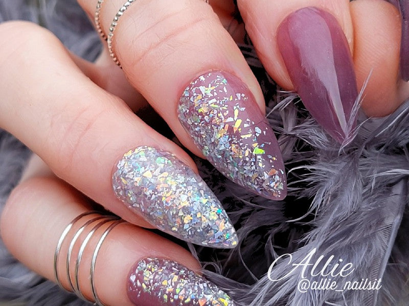 Silver-Glitter-Dip-Nail-Powder-Crystal Crown-Fairy-Glamor