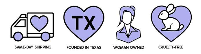 founded in texas, woman owned, same-day shipping