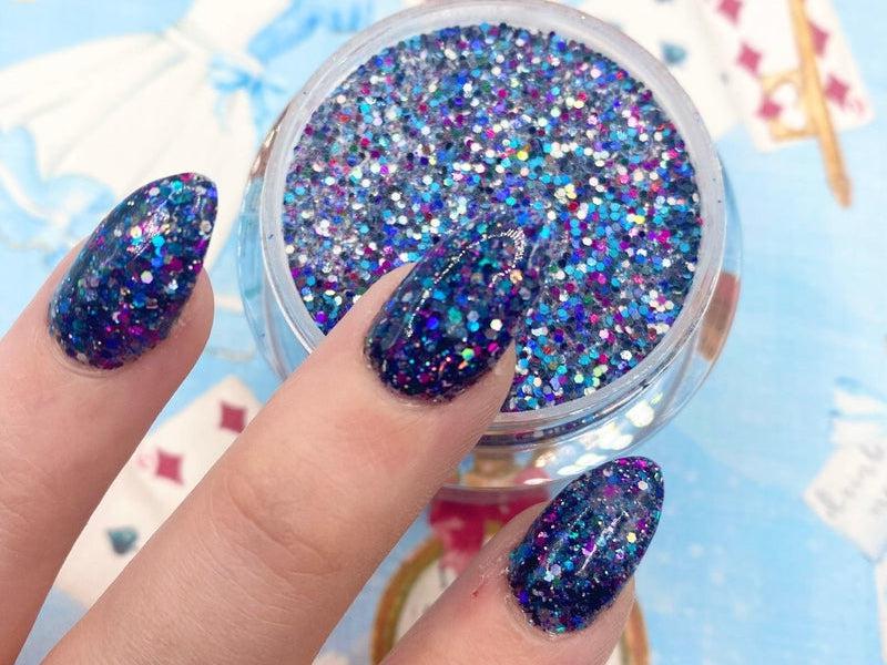 Blue-Glitter-Dip-Nail-Powder-The Mad Hatter-Fairy-Glamor