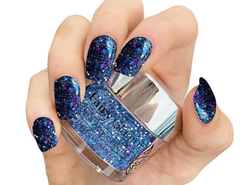 Blue-Glitter-Dip-Nail-Powder-The Mad Hatter-Fairy-Glamor